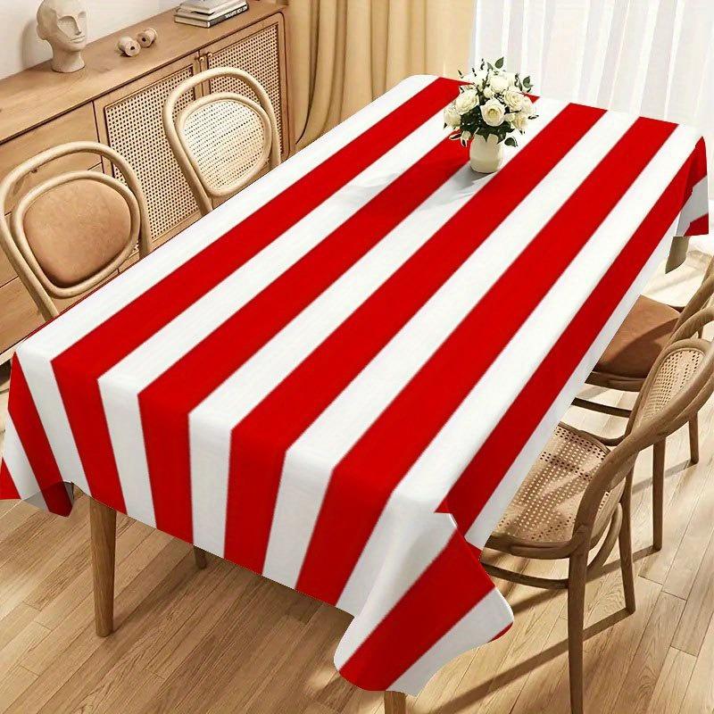 Tovaglia a Strisce Rosse e Bianche Stampata per Decorazione Tavola Impermeabile Rettangolare Riutilizzabile per Tavolo Festa Festiva Interno
