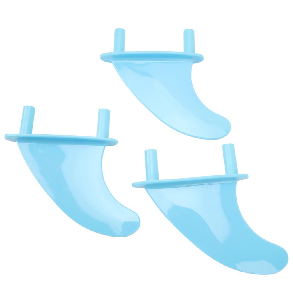 Surfboard Fins Soft Top Tri Fin Set PVC Plastic for Surfing Water Sports with Screws Blue
