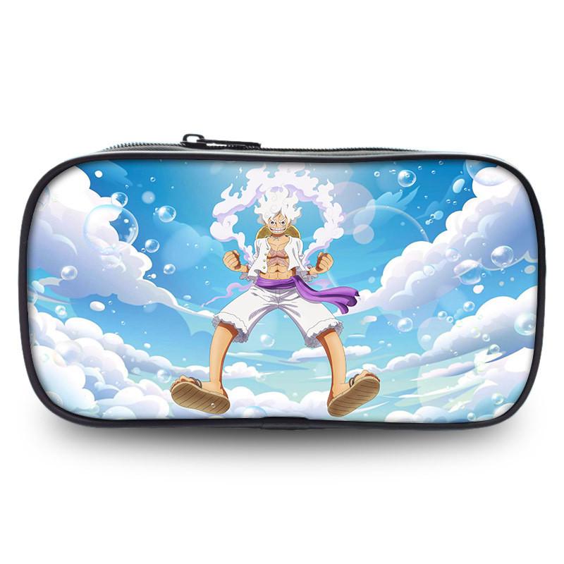 Stylish One Piece Student Pencil Case With Luffy And Zoro Skill Print Oxford Material