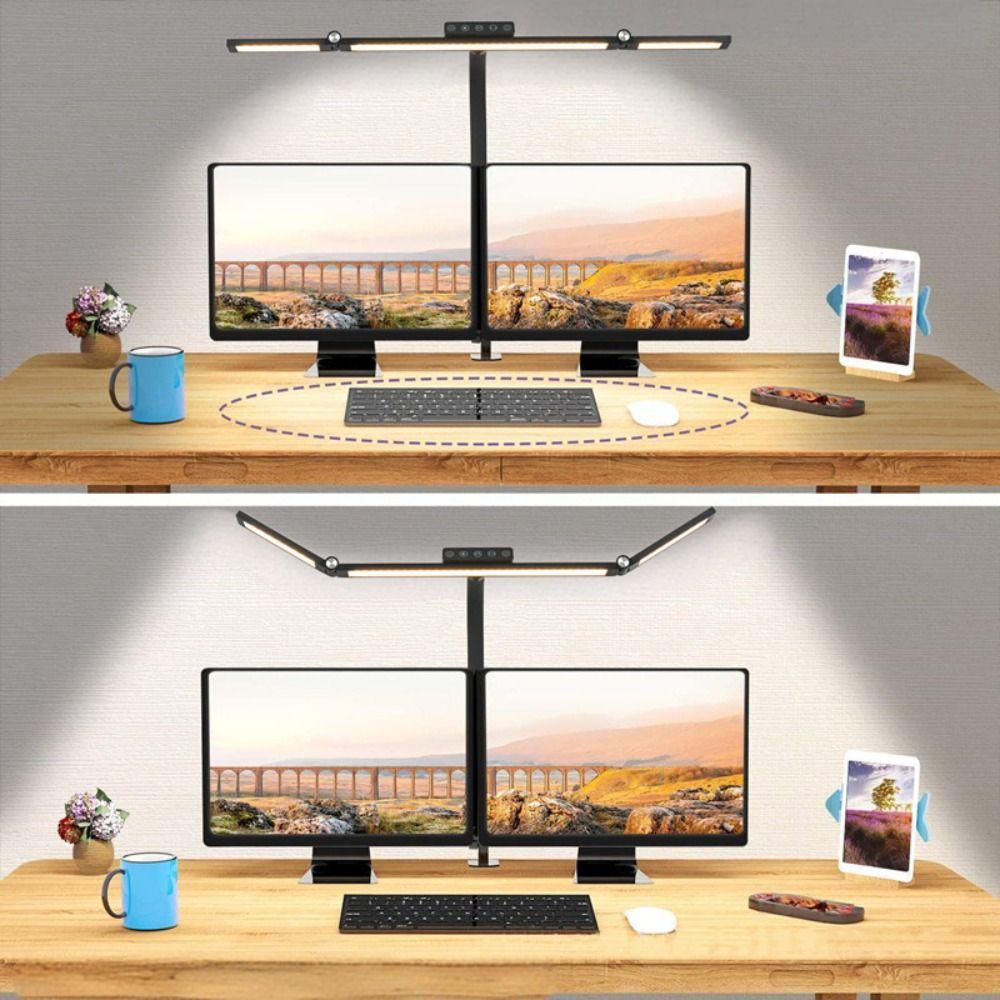 Plastic USB Table Light 10 Brightness Levels 3 Heads Desk Lamp Metal Construction Clip On Design Folding Arm Lamp Office Use