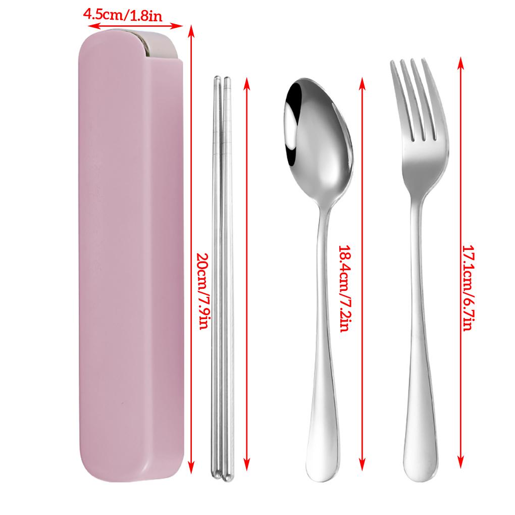 Set de 2 bucăți de bețișoare portabile pentru biroul studenților din inox cu model de cutie de depozitare roz