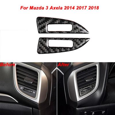 2 Peças Fibra de Carbono Saída de Ar Interna Moldura Tampa Adesivo Painel Para Mazda 3 Axela 2014 2017 2018 Acessórios de Carro Interiores