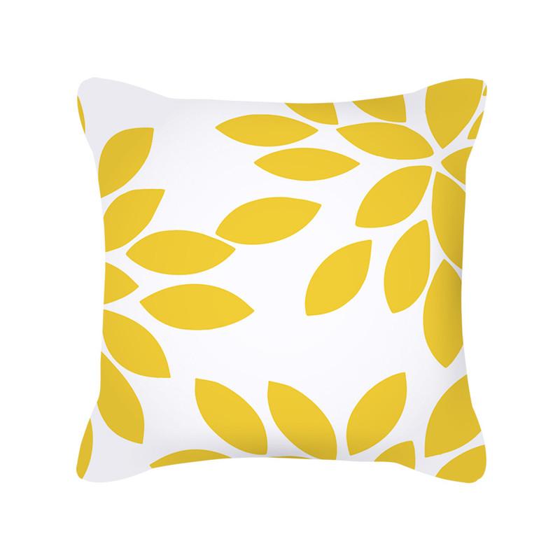 Yellow Geometric Stripe Sofa Cushion Cover Flower Pattern Decorative Throw Pillow  Nordic Style Home