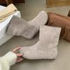 2025 Autumn and Winter New Round Head Leather Matte Thin Casual Thick Bottom Boken Low Tube Women's Short Boots
