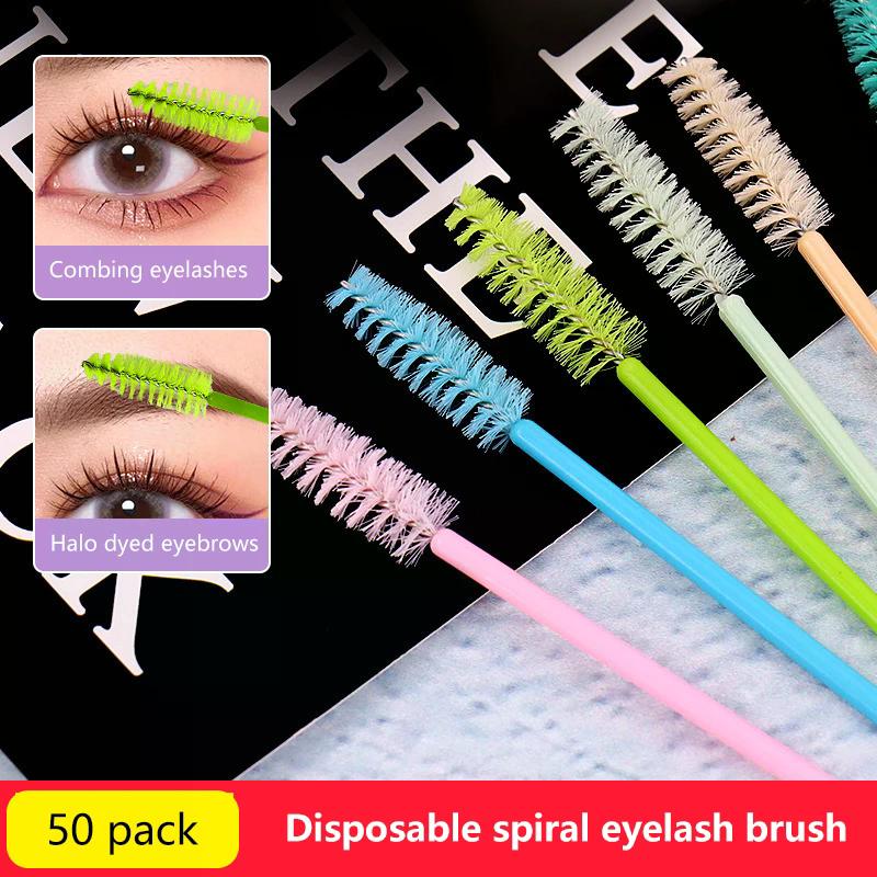 50 Stück Pinsel Wimpern Make-up-Pinsel Einweg Mascara-Stäbchen Applikator Spoolies Augenwimpern Kosmetikpinsel Wimpernverlängerungswerkzeug