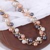 Leaf Pearl Necklace Elegant Necklace Earrings Set Luxury Colorful Pearl Necklace  Party