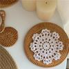 2/4Pcs Bohemian Lace Floral Coasters Vintage Round Woven Placemats Drink Coasters  Coffee Table