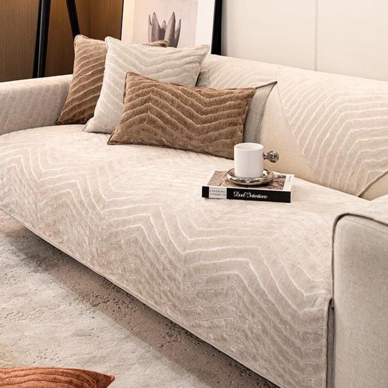 Uniwersalna antypoślizgowa mata na sofę czterosezonowa Minimalistyczna nowoczesna wysokiej klasy poduszka do siedzenia Lekka luksusowa szara narzuta na sofę do salonu, tkanina narzutowa