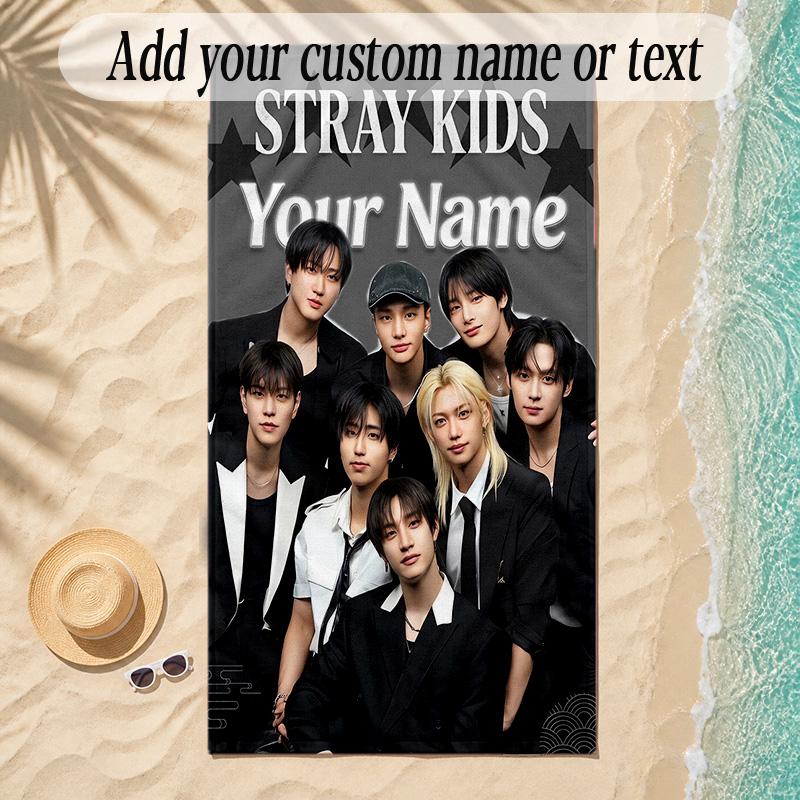 Beach TowelStray Kids Custom Name Text Personalized Soft Towel for Beach Pool Indoor Home Decor Gift