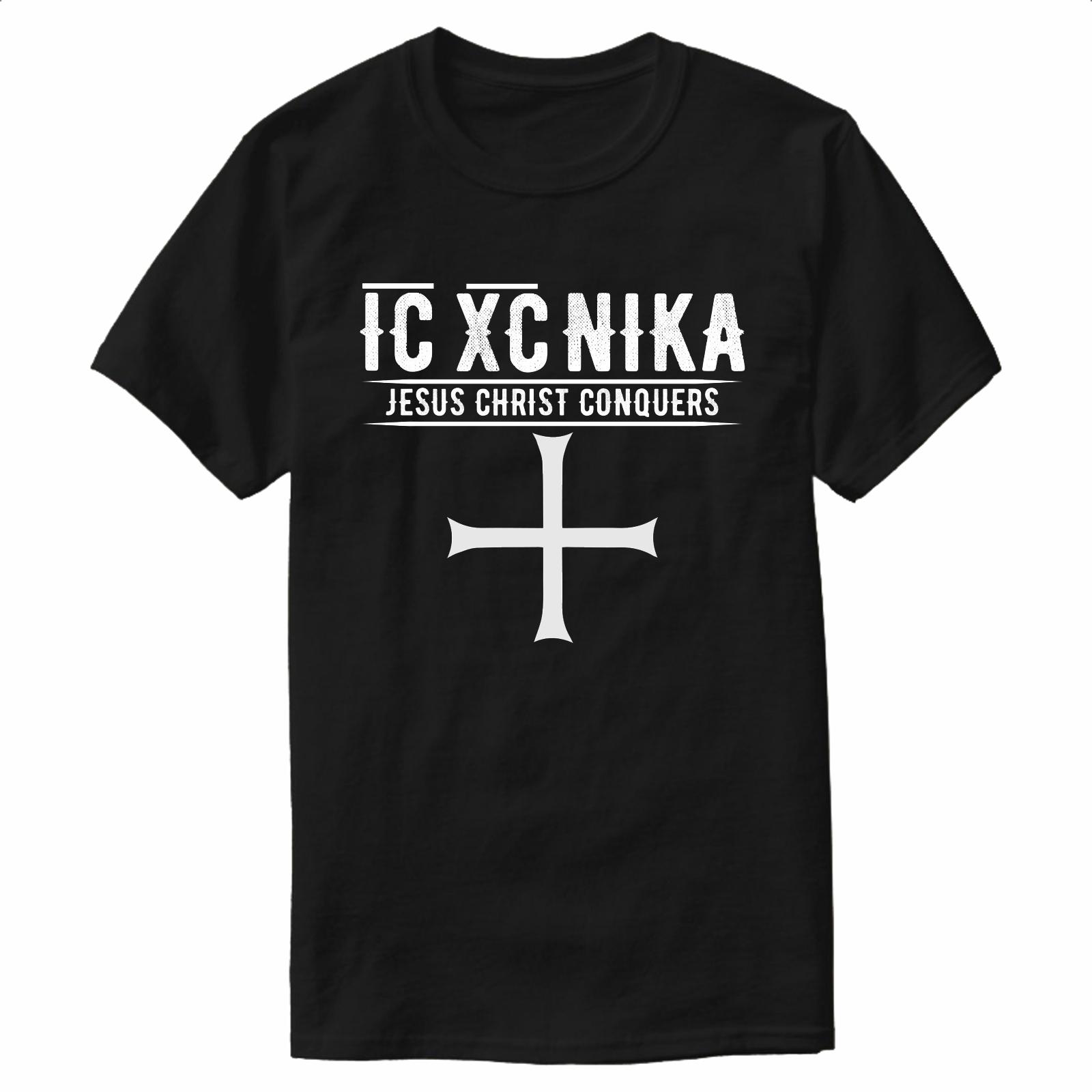

IC XC NIKA Cross Orthodox Christian Jesus Christ Conqueror TShirt 100 Cotton ONeck Short Sleeve Summer Casual Mens Tshirt S