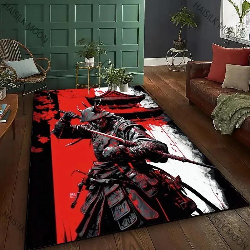 

Samurai Warrior 3D Effect Rug HD Printed Martial Theme Carpet for Bedroom Office Large Non Slip Floor Mat All Season Use 60cm x 90cm