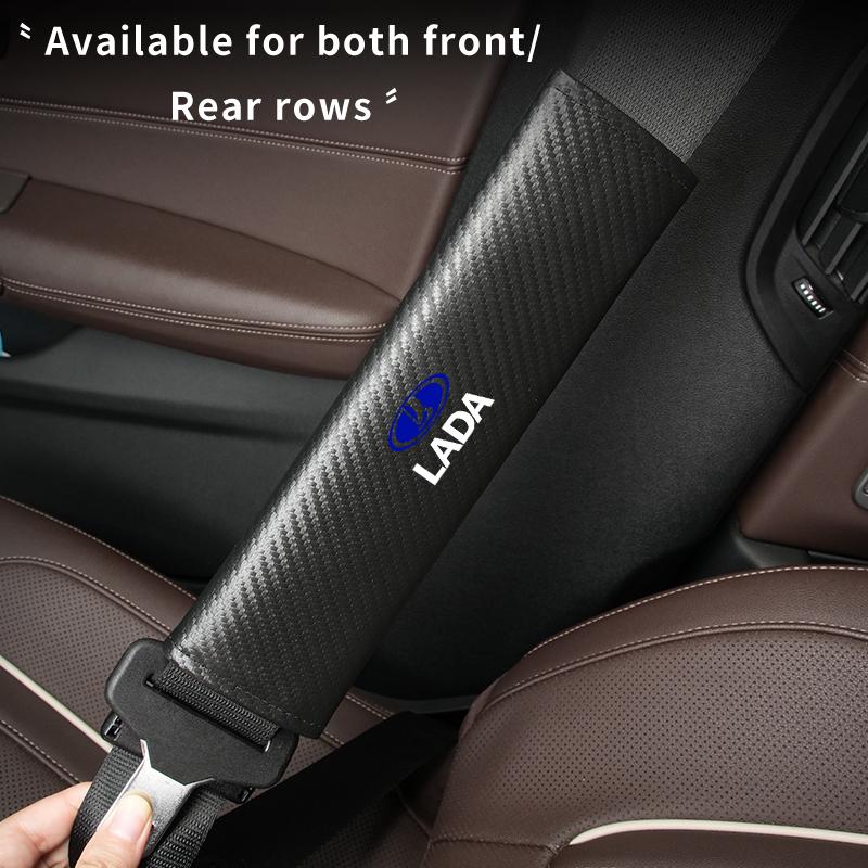 Car Carbon Fiber Patterned Unlabeled Seat Belt Shoulder Protection Seat Belt Shoulder Pad  For Lada Vesta Niva Samara Kalina