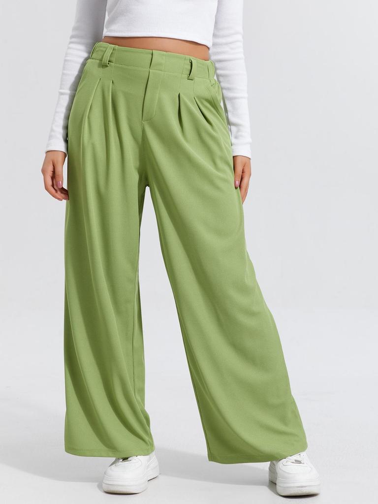 2025 Europese en Amerikaanse Dames Hoge Taille Wijde Pijp Elegante Casual Broek