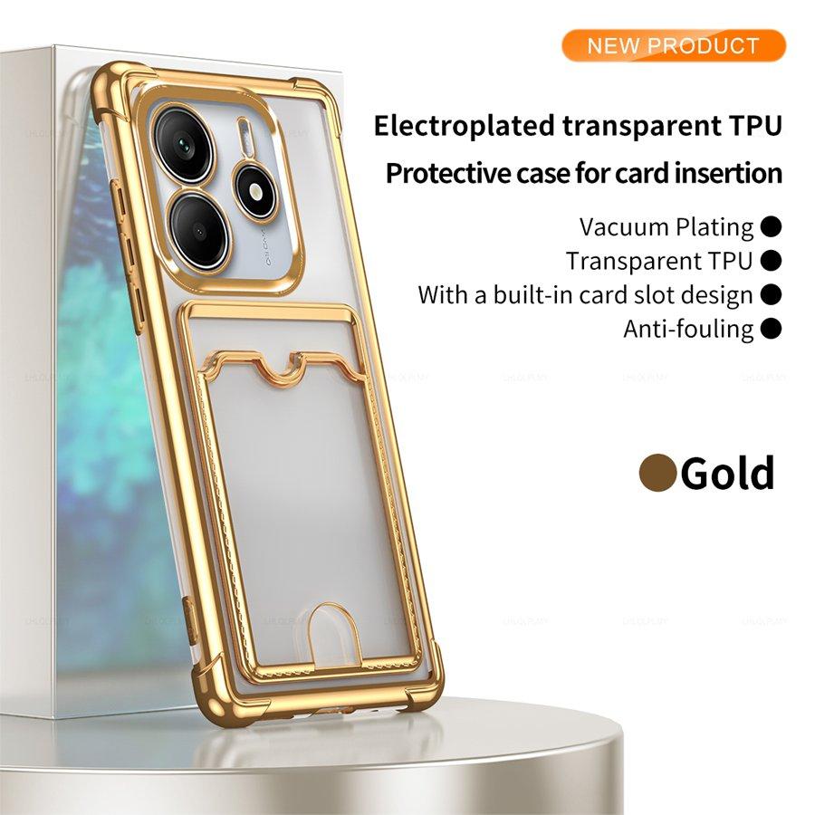Galvanisiert Stoßfest Silikon Transparent Hülle Für Xiaomi Redmi Note 14S 12S 11S 14 5G 11 12 13 Pro Plus 14C 12T 11T 13T 14T Poco X5 M6 X6 C75 C65 Kartenabdeckung