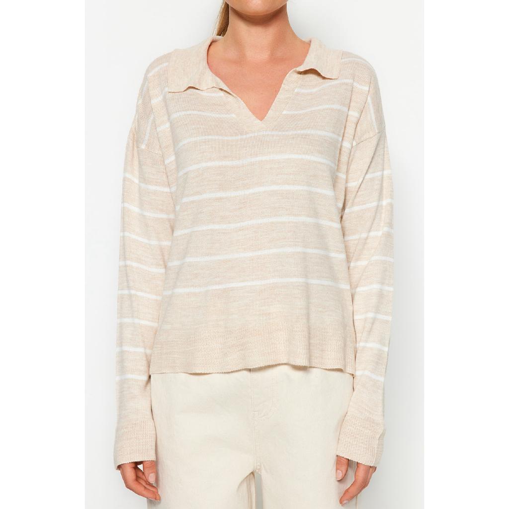Navy Blue Striped Knitwear Sweater Twoaw22kz0735