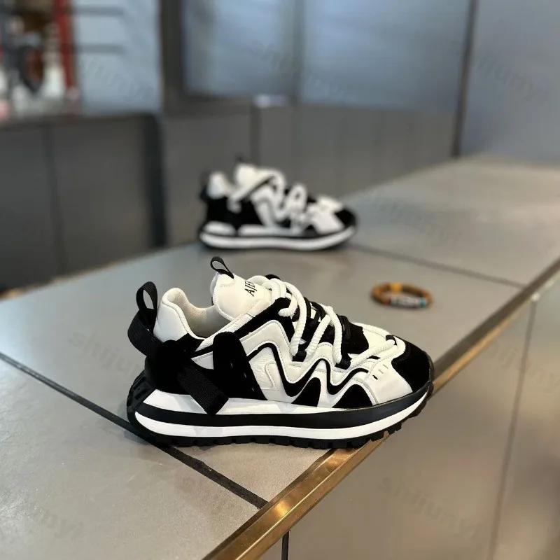 Scarpe Board da Studente Scarpe Sportive Casual Stile di Strada Suola Spessa Scarpe Casual da Skateboard Aumento Altezza Lacci Incrociati Sneakers