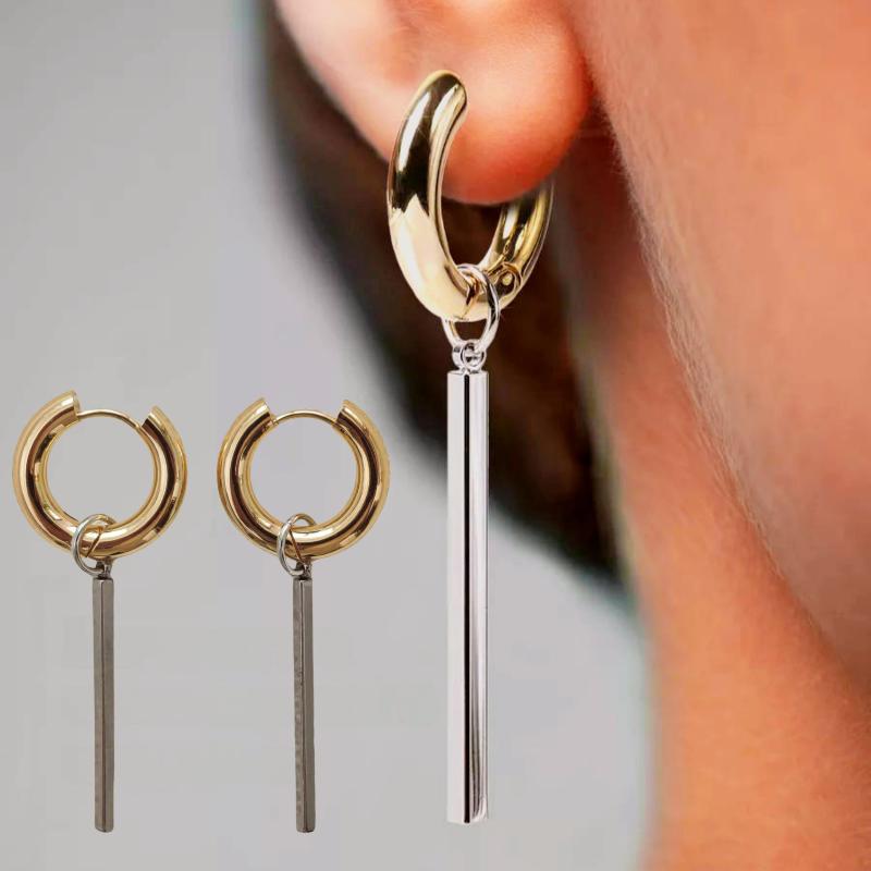 Fashion Heart Star Pendant Asymmetrical Earrings For Women Simple Geometric Circular Ear Buckle Jewelry Accessories Gift