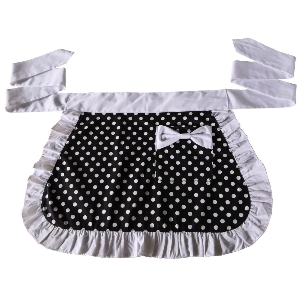 Cotton Half Apron Small Dot Hotel Apron Fashion Working Clothes  For Women Girls