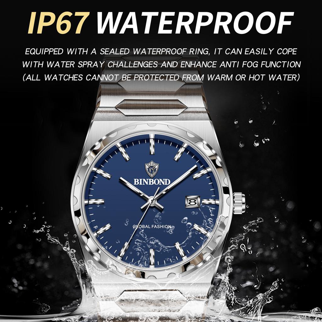 BINBOND Luminous Waterproof Luxury Quartz Wristwatches For Men Auto Date Durable Men's Watch Reloj Hombre Lujo Alta Gama +Box