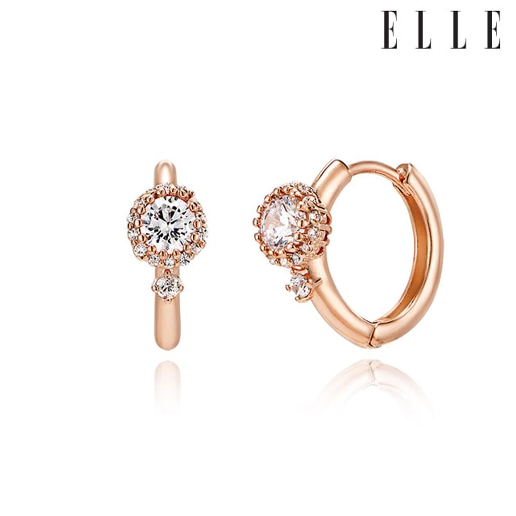 14K Luxury Round Cubic One-Touch Earrings (Gold Pin) ELGPEE401