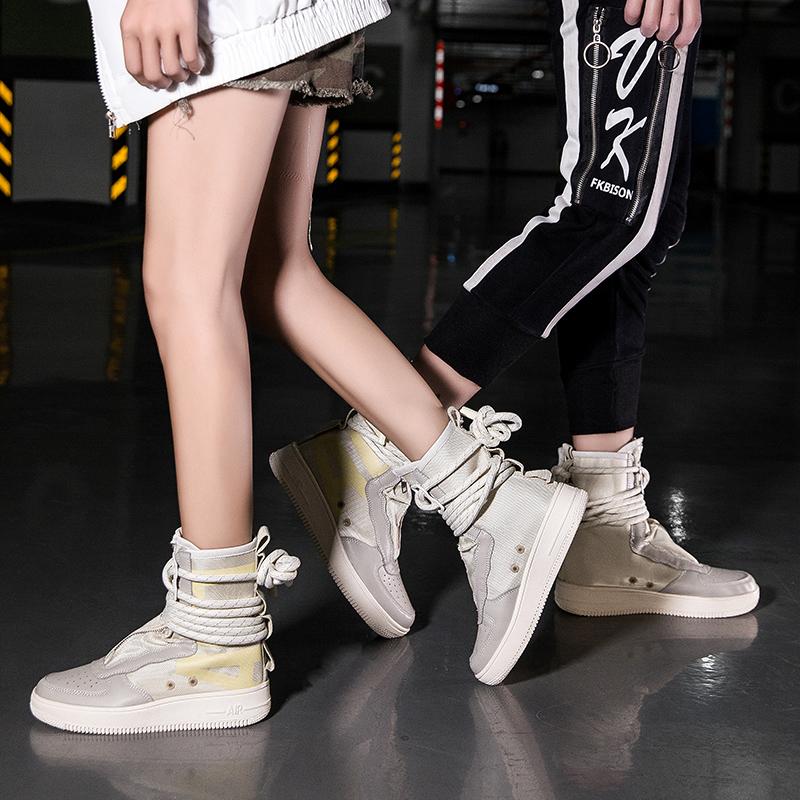 46 Large Size Couple Fashion Non-slip Shoes Men's and Women's High Top Canvas Shoes Personality Men's and Women's Boots