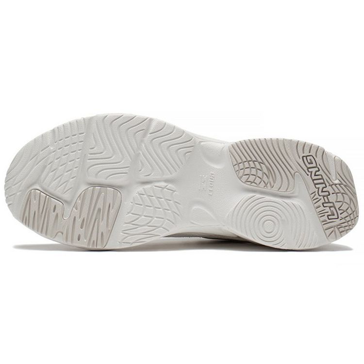 Li Ning Qixing Casual Fabric Synthetic Leather Shock Absorbing Non-Slip Wear-Resistant Low-Top Running Shoes Women sneaker White Gray ARLS024-2