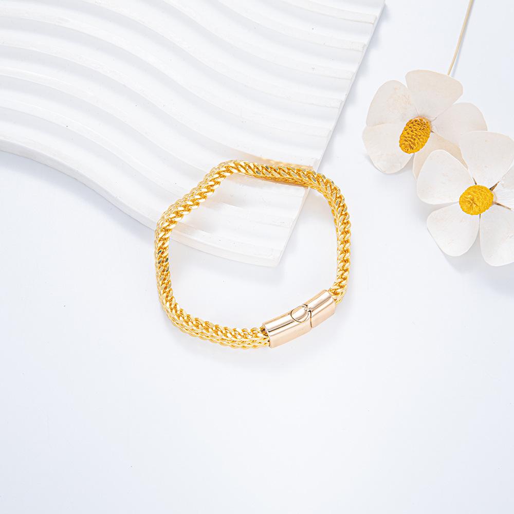 Cross-Border Hip Hop Stainless Steel Reversible Men's Bracelet - Stylish Cuban Punk Trend