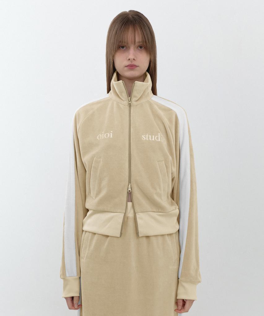 Oioi Collection Layered Logo W Velvet Zip-Up_Cream