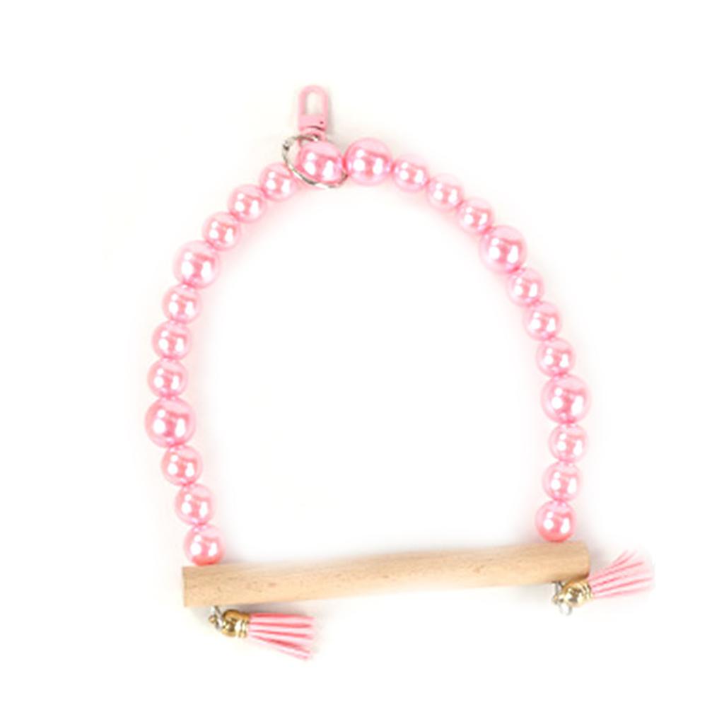 Parrots Bridge Hammock Swing Bridge Swing Standing Training Supplies Bridge Wood Hammock with Pearls Beads Toy