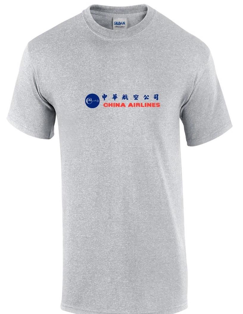China Airlines blue Red Logo Chinese Airline Aviation Geek Sport Gray T-Shirt L