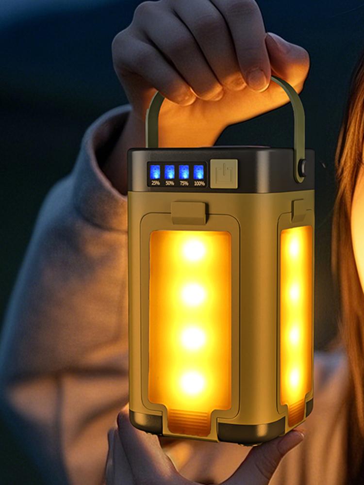 1/2PCS Foldable Camping Light Type-C USB Solar Camping Lantern Rechargeable Battery Portable LED Flashlight for Outdoor Fishing
