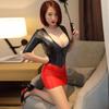 Sexy Women Deep V-Neck Tight Pencil Dress Pu Shiny Micro Mini Dress Patchwork Bodycon Bandage Dress Hollow Out Dance Wear 30