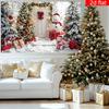 2D Flat Banner, 1 Piece, Merry Christmas Photography Background Banner, Joyful Snowman Christmas Tree Pattern