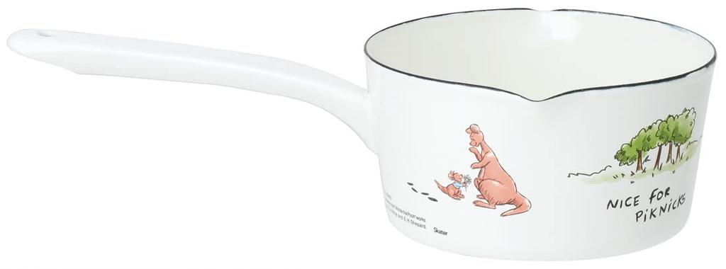 Skater Enamel Double-Spout Milk Pan, 15cm, 1.2L, Disney Winnie the Pooh Design, ENMP1-A