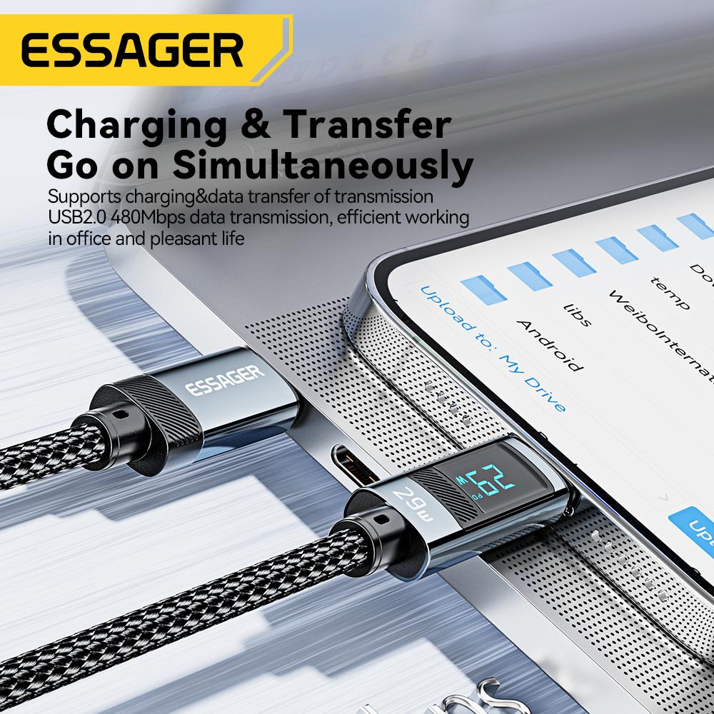 Essager USB Type C Cable for IPhone14 13 12 Pro Max PD 29W Fast Charging Wire Cord for IPad Charger Cable Digital Display Cable