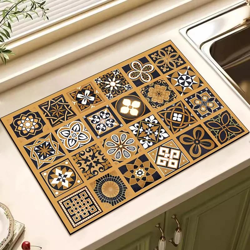 Bulaşık Kurutmak İçin Drenaj Pedi Dekorasyon Matı Mutfak İçin Emici Bulaşık Matı Emici Bulaşık Kurutma Matı Mutfak Halı Malzemeleri