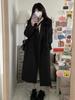 Korean Style Black Woolen Mid-Length Coat for Petite Women - 2025 Winter Edition