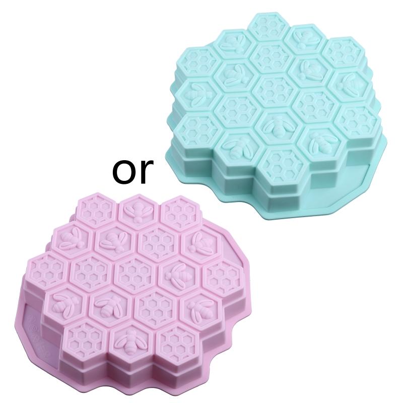 19 Holes Bee Honeycomb Shaped Fondant Moulds Cake Cupcake Decorating Tool Silicone Chocolate Mold Candy Mould Soap Molds