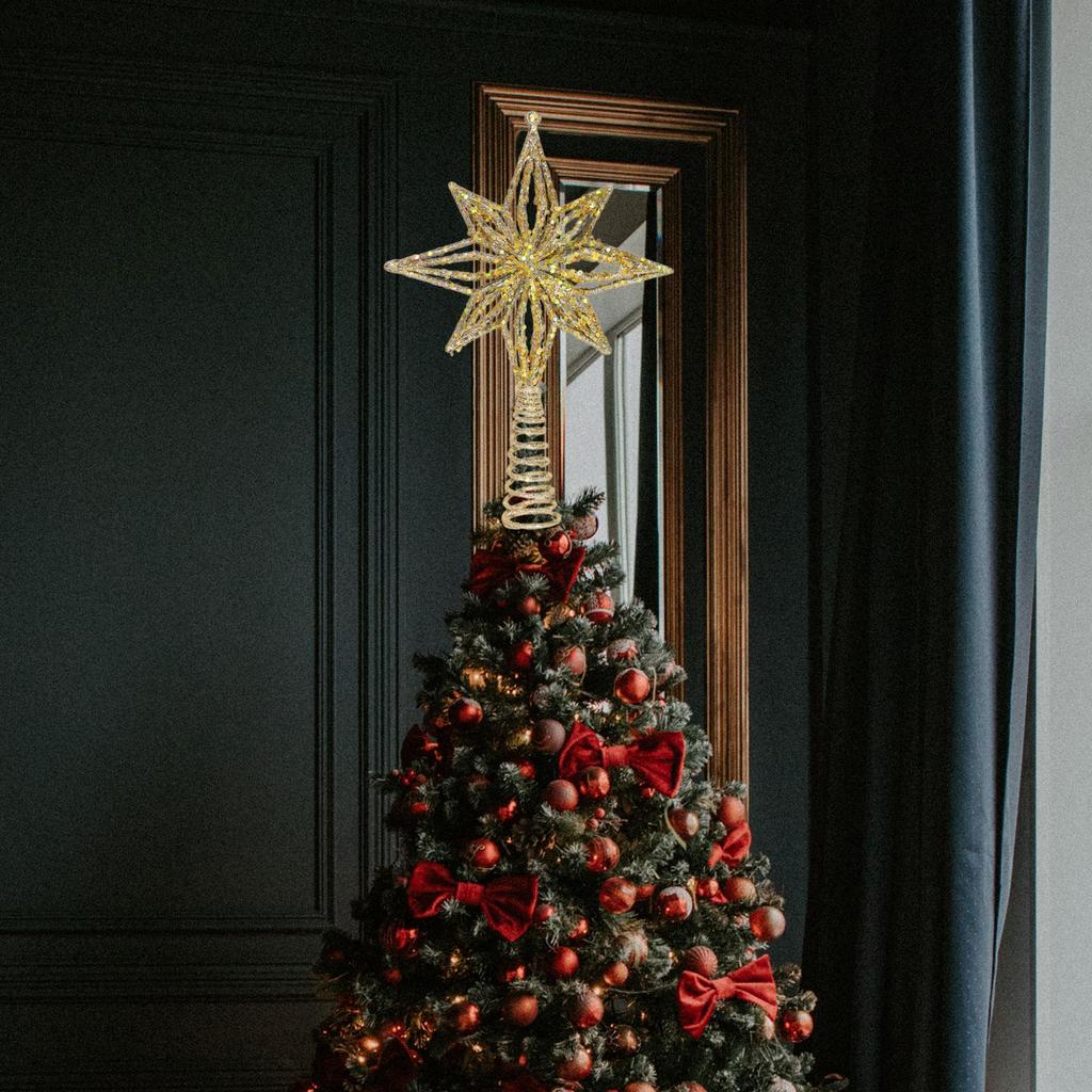 Tree Topper Gift ,Creative, Hollow Design, Christmas Decoration ,Decorative Ornament for Party Office Shop Holiday Decor Holiday