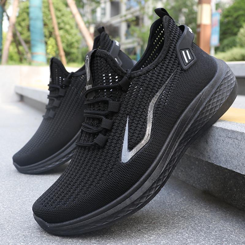 

Men s shoes new sports shoes fly-woven breathable mesh shoes men s one-pedal walking shoes casual mesh shoes 44