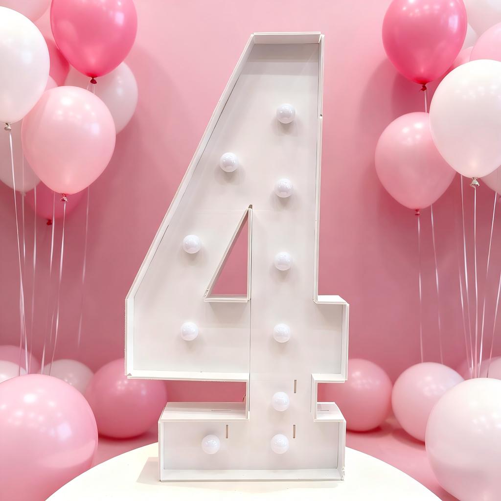 1Pc 73cm Light Up Digital Marquee Frame Yellow Lights KT Board Number 0-9 Plug-in KT Board Party Decorative Birthday Party Anniversary Decoration