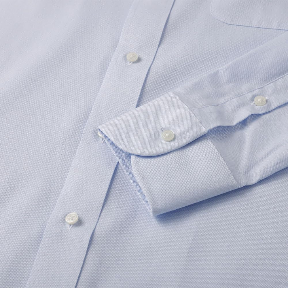 HITOYOSHI Easy Care Shirt Long Sleeve 10 Sizes Royal Hitoyoshi Dress Shirt Cotton LB-B2 [Button Down/Blue Oxford/39-80] Men's 100%