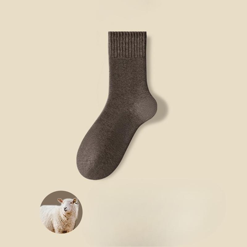 Men's Wool Socks, Antibacterial and Deodorizing Thick Mid-calf Socks, Heat-retaining and Non-bulky Cashmere Socks, Winter Socks