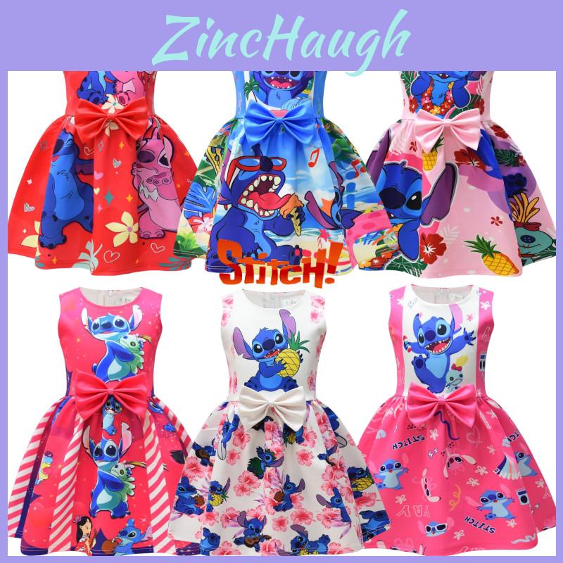 2023 New Arrival Starry Baby Lilo And Stitch Girls Dress, Cartoon Style, A-line Skirt