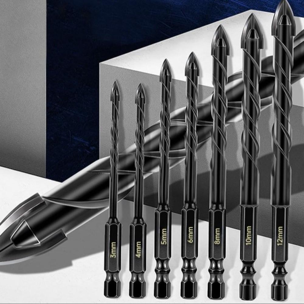 3-12mm Cross Hex Tile Drill Bit Set Precision Ground Hole Opener Porcelain Tile Drilling
