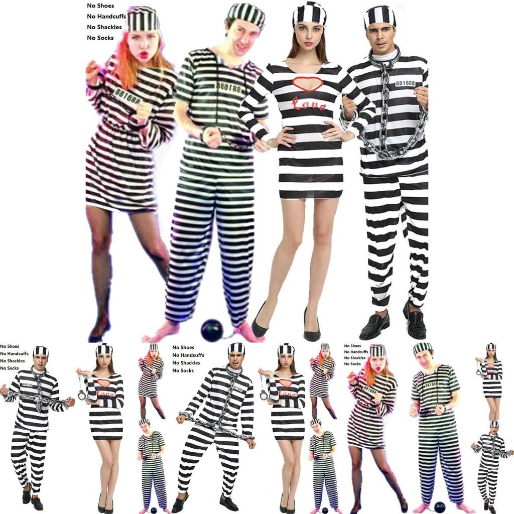 Unisex Convict Prisoner Outfit With Bold Striped Pattern Designed For Holiday Celebrations And Themed Events