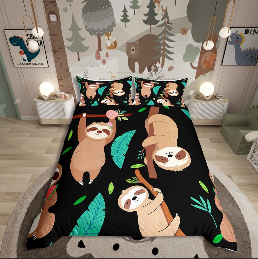 Homewish Cartoon Animal Duvet Cover SetJungle Wildlife For Kids Bedding SetKawaii Cute Decor