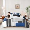 Homewish Modern Geometric Duvet Cover Set, Aesthetic Square Plaid Bedding, Abstract Minimalist Quilt Cover Set