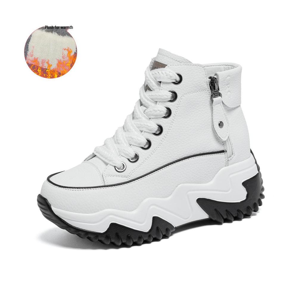 677 Damen 7CM Versteckter Absatz Echtes Leder Plateau Schuhe - Frühling 2025 Koreanischer Stil