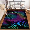 Psychedelic Rainbow Line Art Carpet with Black Background Design Suitable for use as an anti-slip for living room bedroom sofas